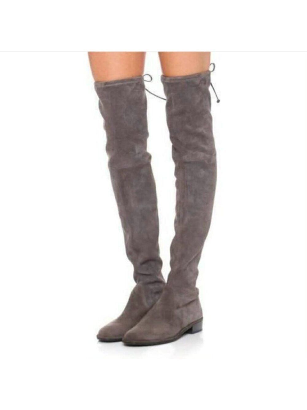 NEW Stuart Weitzman Lowland Over-The-Knee Boots Gray Suede Womens Size 8.5